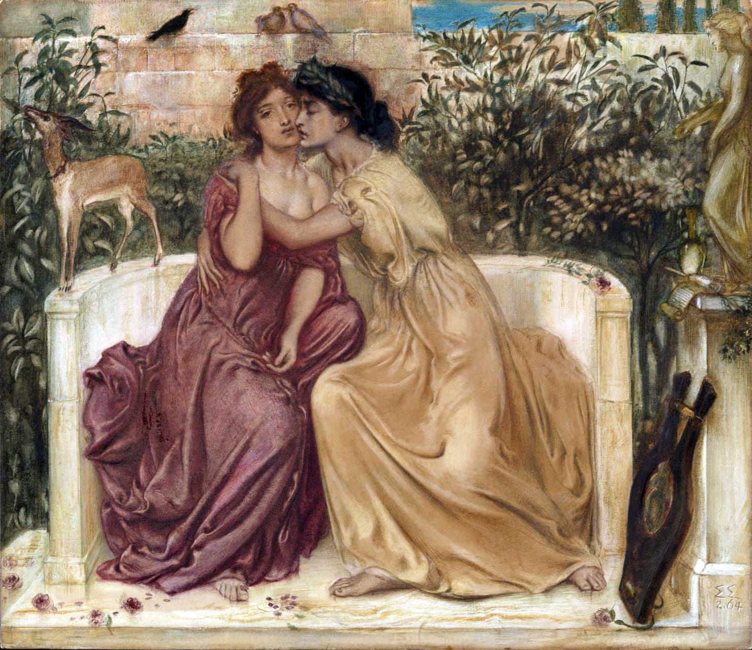 Two young women embracing