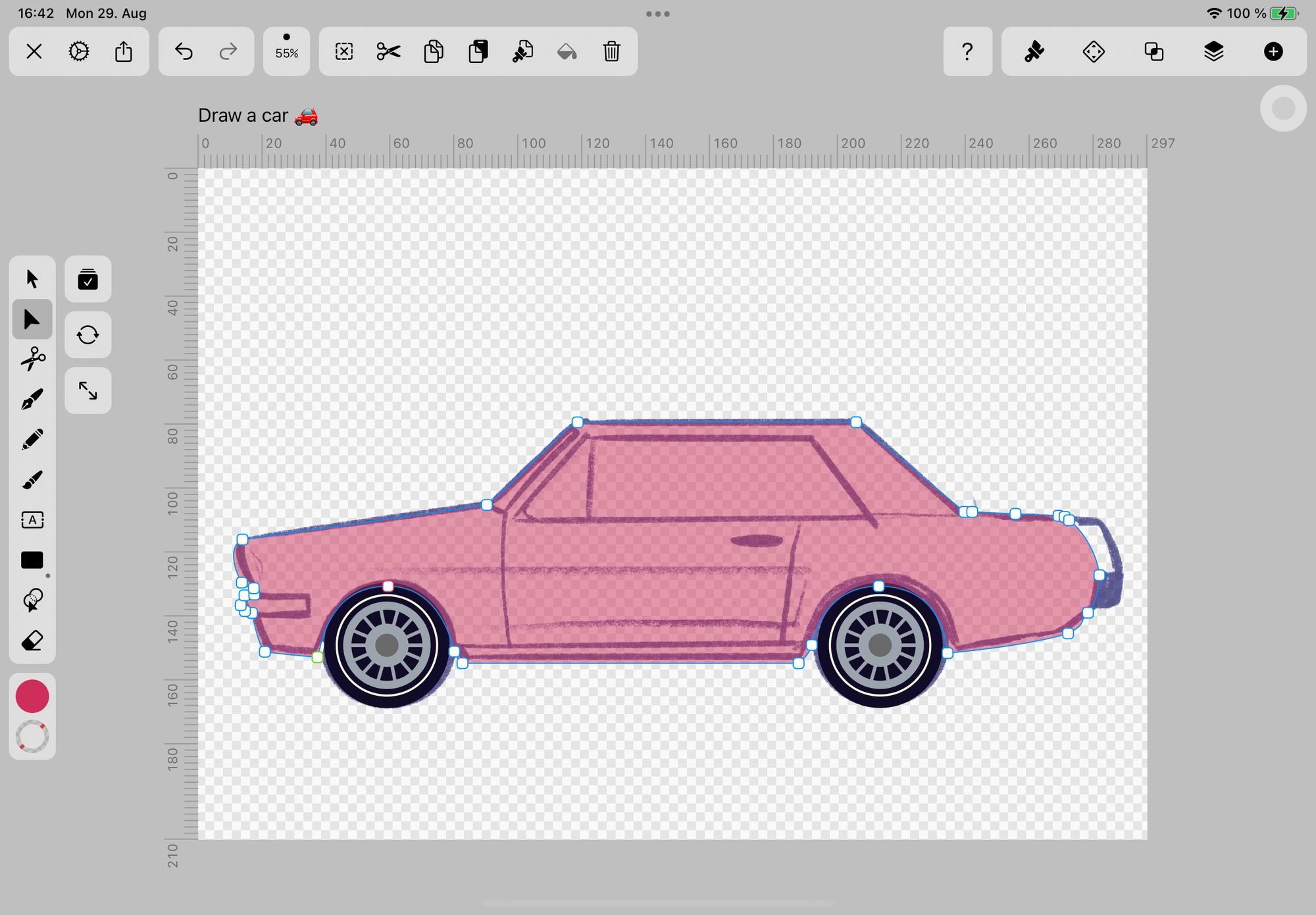 Drawing a Mustang car body on iPad
