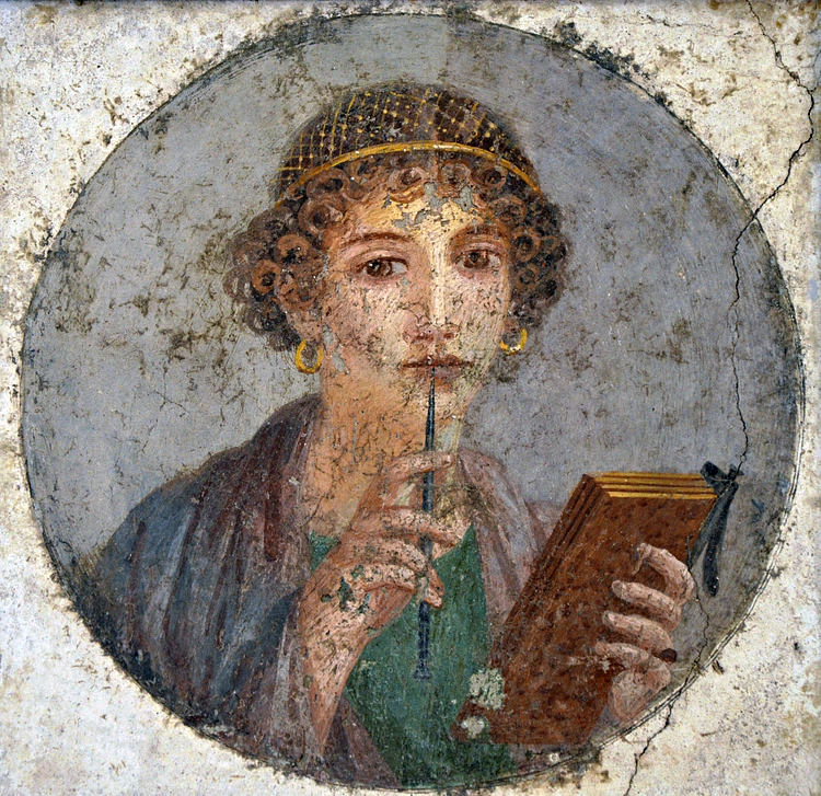 Noble woman with writing utensils