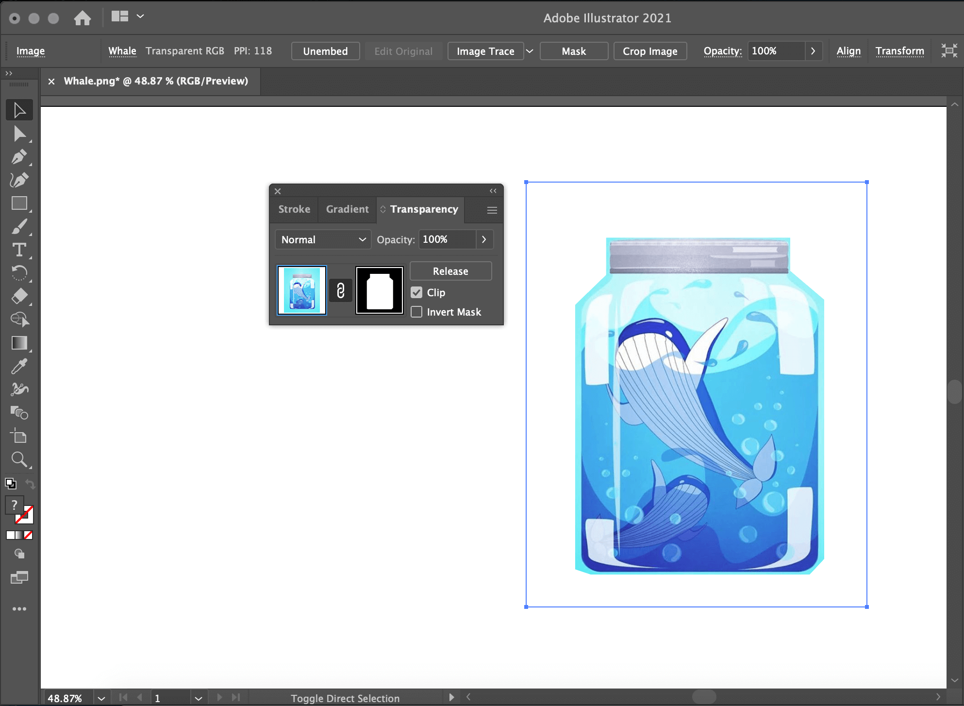 Clipping mask transparency in Illustrator
